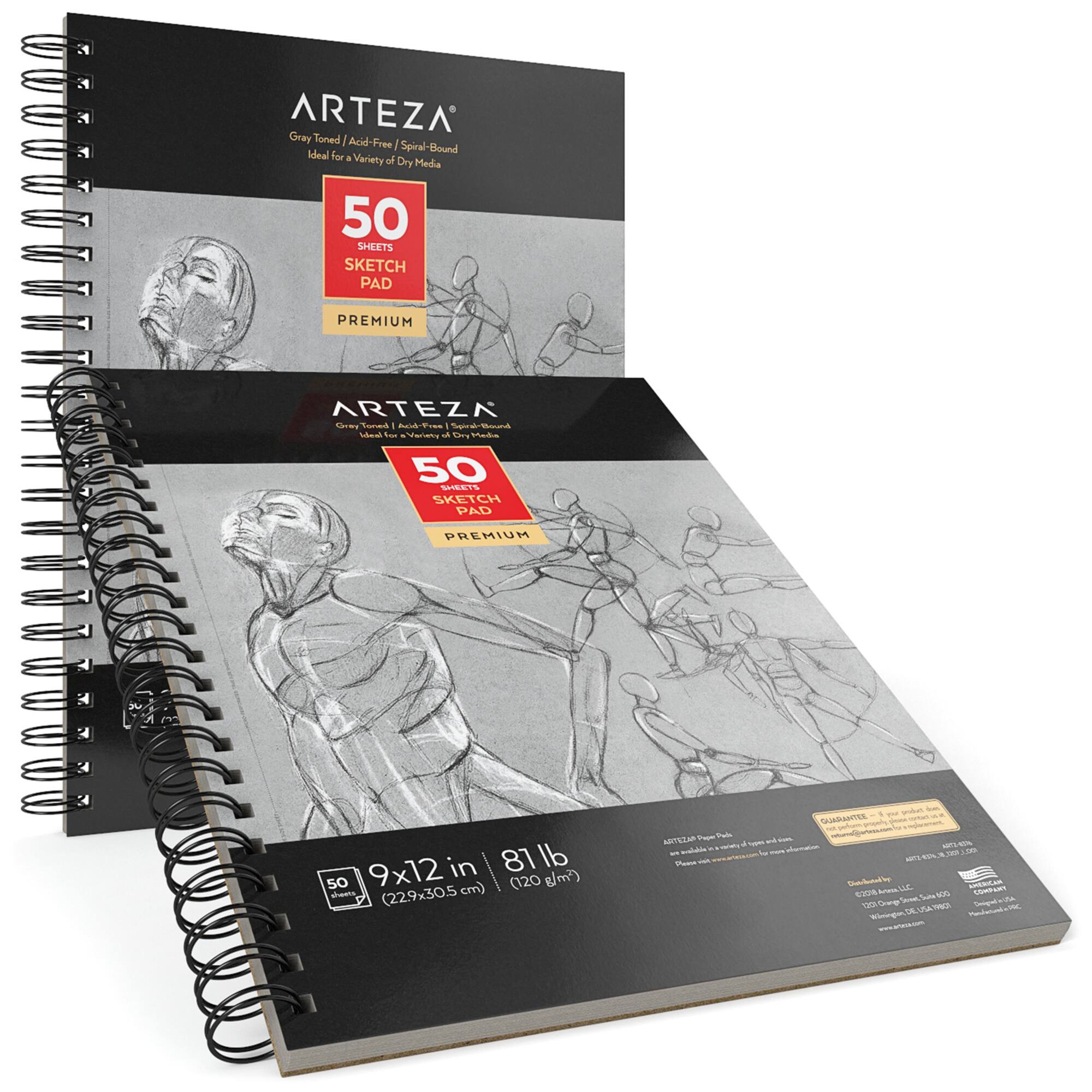 Arteza® 9" x 12" Toned Gray Spiral Sketch Pads, 2ct.